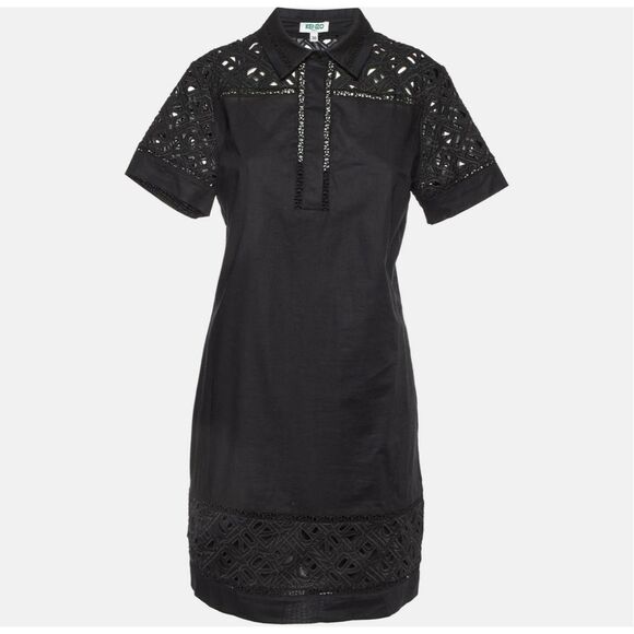 Kenzo Black Mini Dress with Lace Details - Picture 1 of 4